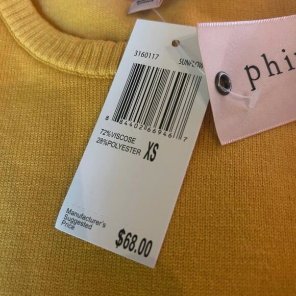 Womens NWT Sweater Philosophy Yellow Gold Short Sleeved Fall XS Extra Small NEW - Picture 5 of 5